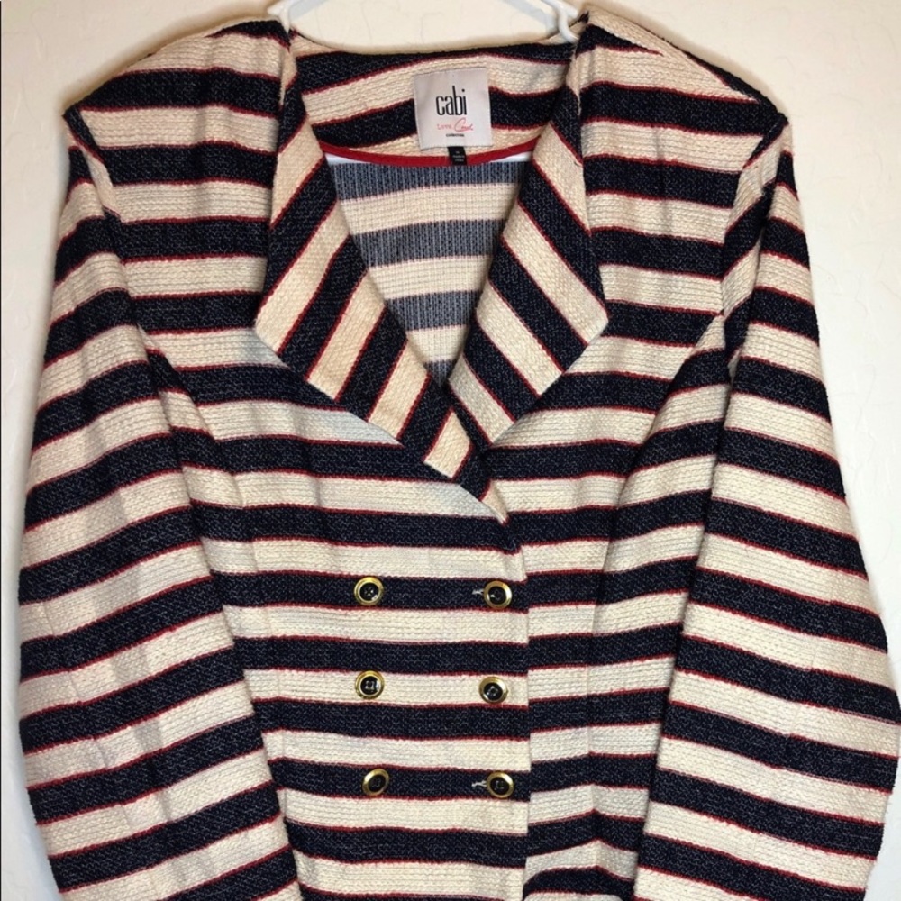 CAbi size 16 blazer red white blue striped 16